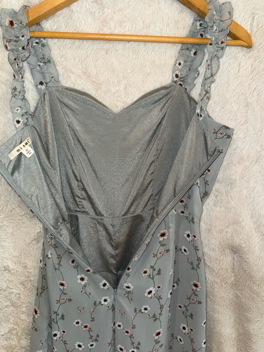Miami Bluish Grey Floral Sweetheart Wide-Leg Jumpsuit - Picture 6 of 8